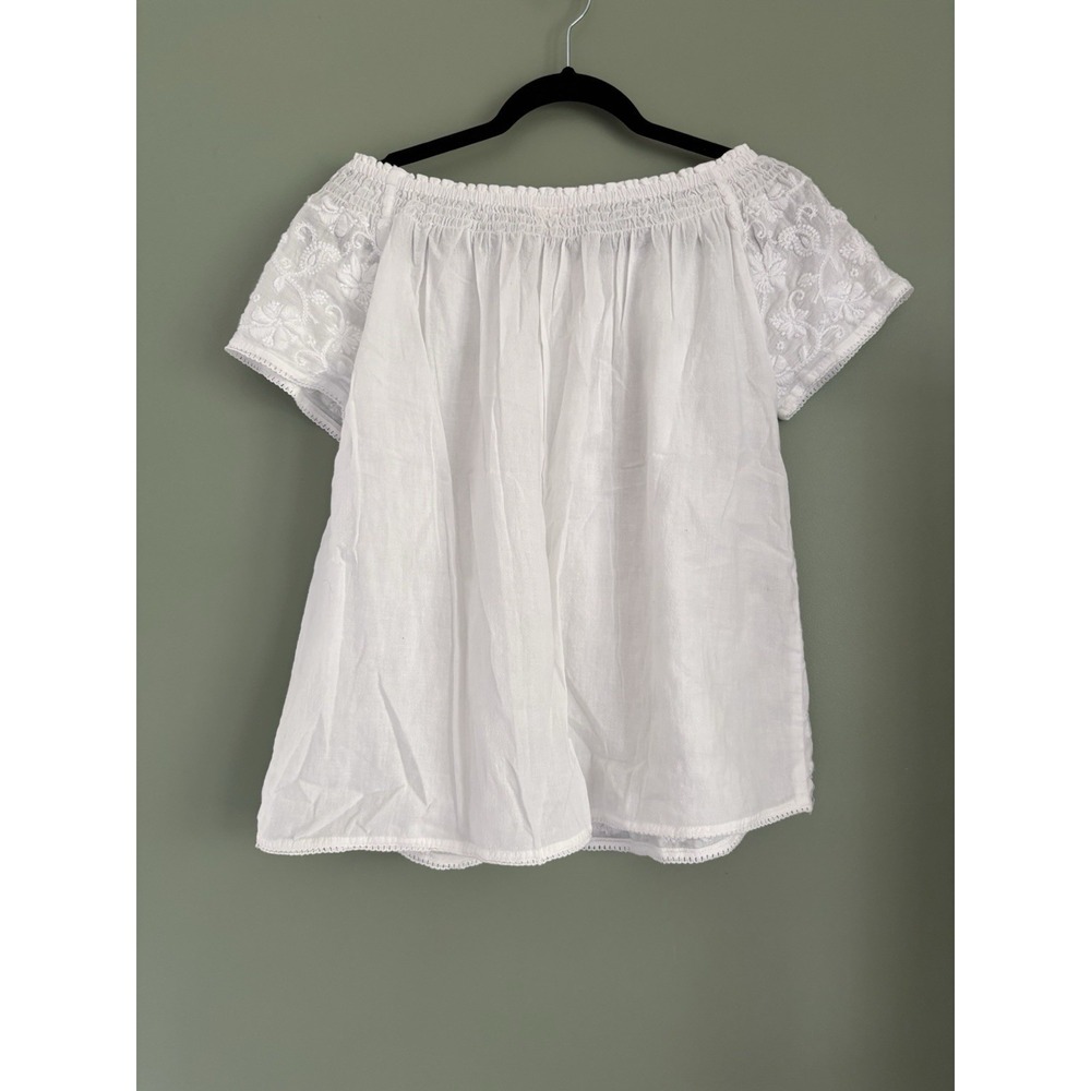 Sister Mary White Floral Lace Embroidered Off-Shoulder Short Sleeve Blouse XS - Picture 7 of 7